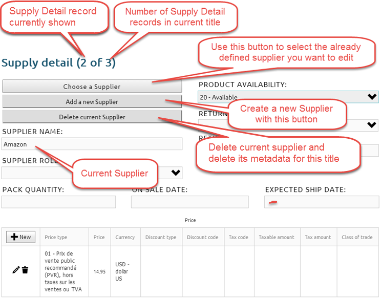 Define multiple suppliers and prices